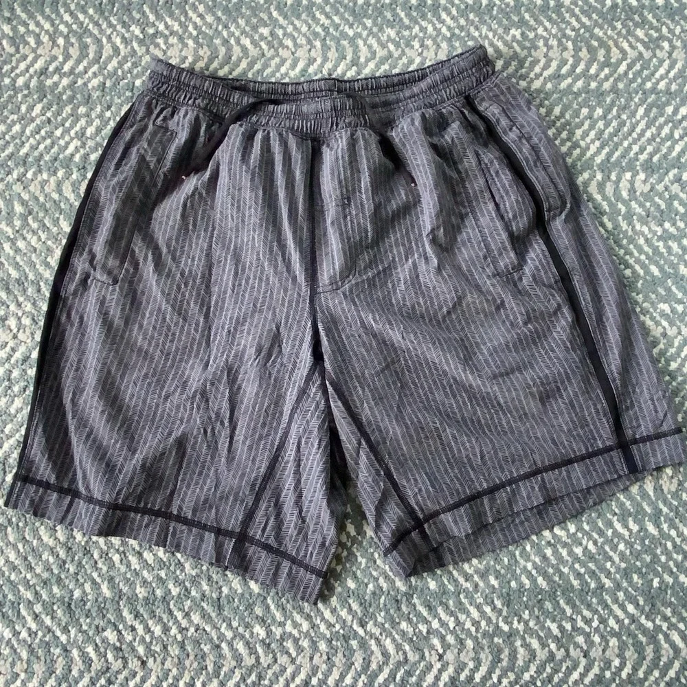 Lululemon Pace Breaker Lined Shorts Mens Large Gray Bleached Herringbone Multi